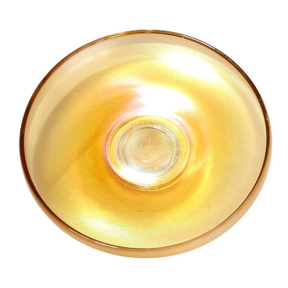 Moderne by Jeannette? 10" bowl Marigold Carnival Glass Iridescent Luster Fall - Picture 2 of 5